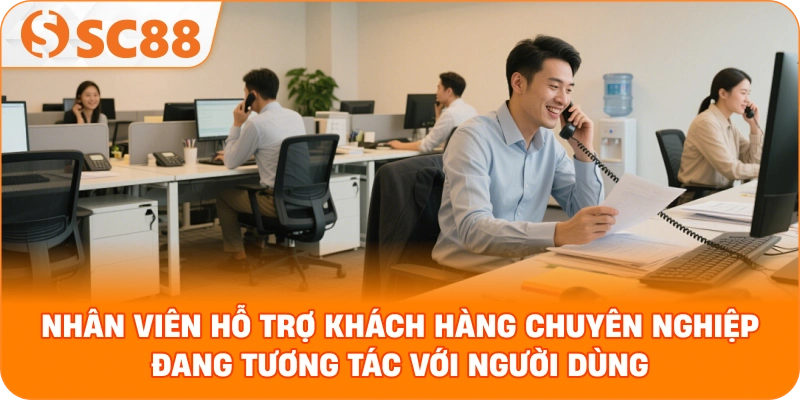 nhân viên hỗ trợ khách hàng chuyên nghiệp đang tương tác với người dùng qua giao diện chat trên app